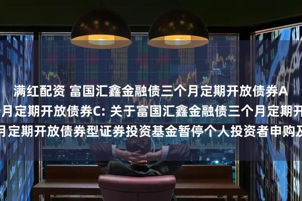 满红配资 富国汇鑫金融债三个月定期开放债券A,富国汇鑫金融债三个月定期开放债券C: 关于富国汇鑫金融债三个月定期开放债券型证券投资基金暂停个人投资者申购及转换转入业务的公告