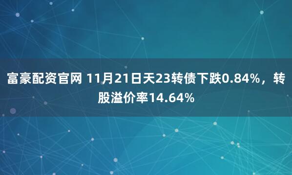富豪配资官网 11月21日天23转债下跌0.84%，转股溢价率14.64%