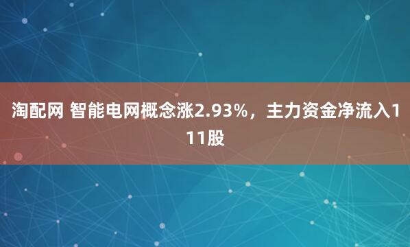 淘配网 智能电网概念涨2.93%，主力资金净流入111股